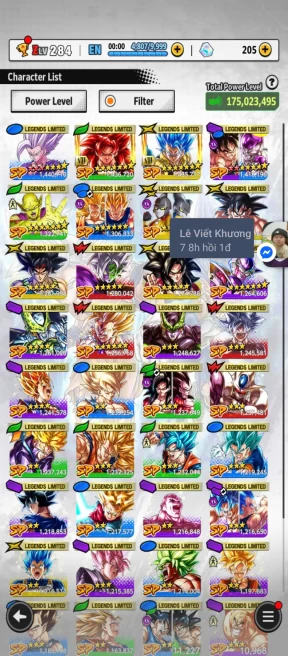 D661-Vip Account-14 UL(Cell+Majin Vegeta+Goku Uis+Beast Gohan+Vegito+Hit+Gogeta+Super Vegito+Super Gogeta)+36 Legend+Vip Equipment+Good Team PVP