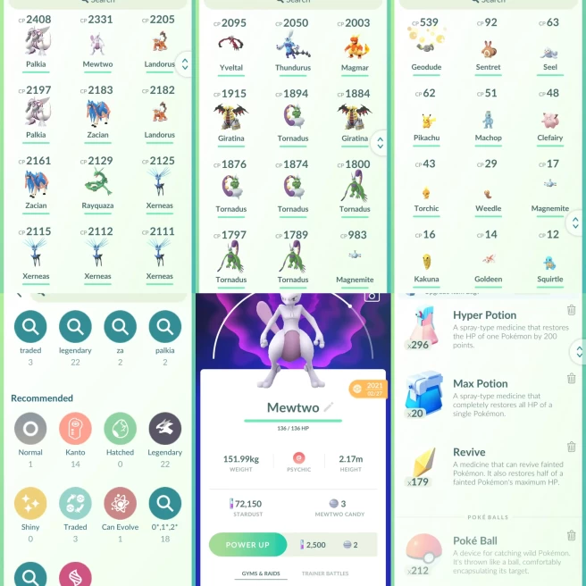 lvl25,have 22 Legendary,Mewtwo Rayquaza Giratina Yveltal Xerneas etc,many nice pokemons N8837