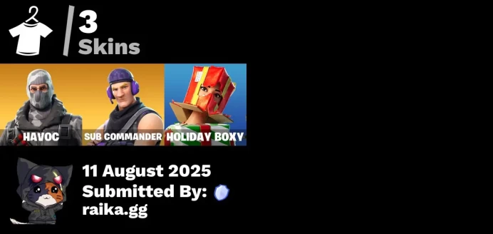 [PC/PSN/XBOX] 3 skins | Havoc | Sub Commander | Rust Bucket | Instigator | Holiday Boxy | Spectra Protector | Backup Plan