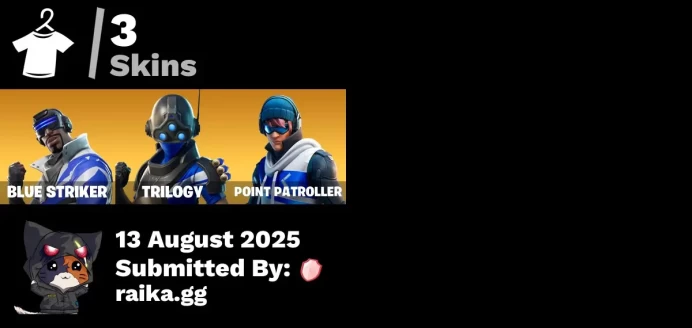[PC/PSN/XBOX] 3 skins | Blue Striker | Trilogy | Point Patroller | Blue Shift | Recon Strike | Reliant Blue | Pneumatic Twin | 