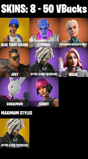 [PC/PSN/XBOX] FA 8 SKINS | BLUE TEAM LEADER | JOEY | PARADIGM (REALITY-659) | KYMERA | BYTES (LONE TRAVELER) | WILDE | GUGGIMON | SUNNY |