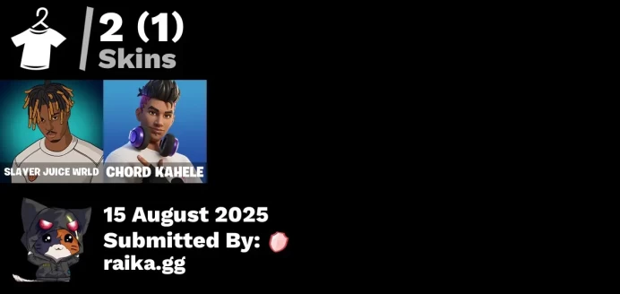 [PC/PSN/XBOX] 2 skins | Slayer Juice WRLD | Chord Kahele | That's Cold Jac! | 999 Knives | Mercurial | Rebel's Rucksack | Nyanja's Catpak