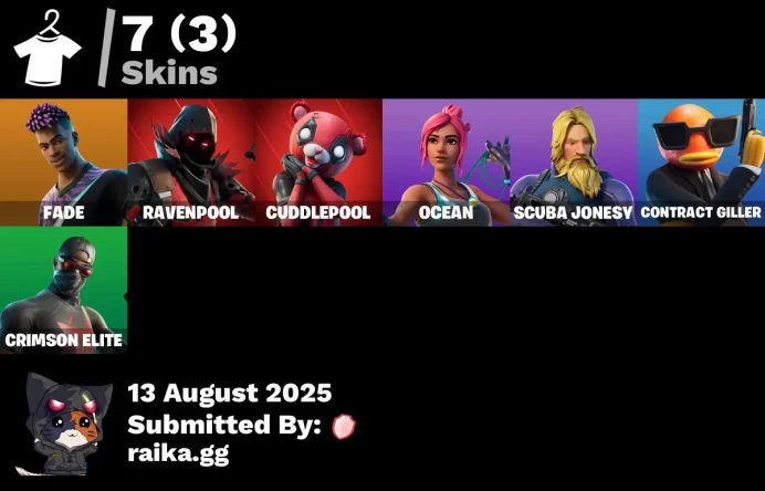[PC/PSN/XBOX] 7 skins | Pneumatic Twin | Go home! | Verve | Astroworld Cyclone | Fade | Ravenpool | Cuddlepool | Ocean | Scuba Jonesy