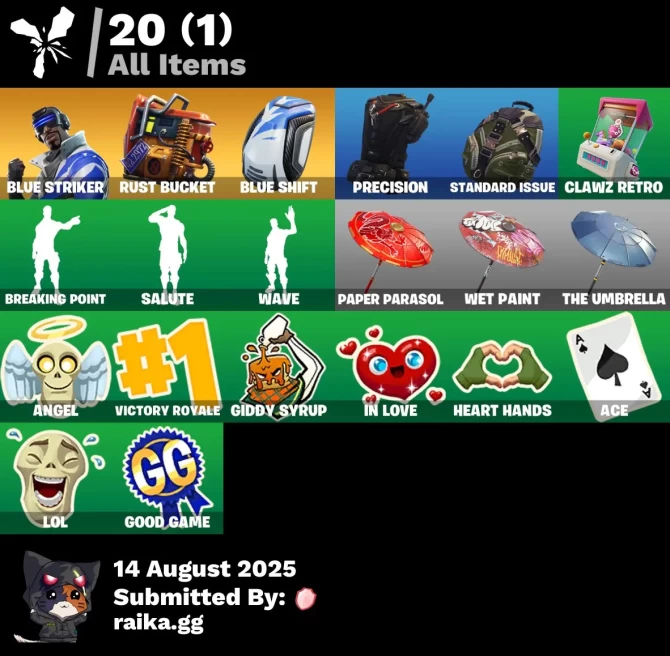 [PC/PSN/XBOX] 1 skins | Blue Striker | Rust Bucket | Blue Shift | Precision | Standard Issue | Clawz Retro | Breaking Point | Salute | Wave