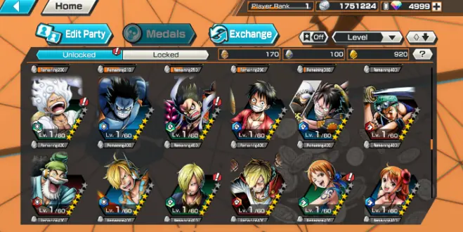 iOS Only[4 Gear Five Luffy Lv1 Ex][5000+ Gems][900+ GF][60+ 4-5][Automatic Delivery]