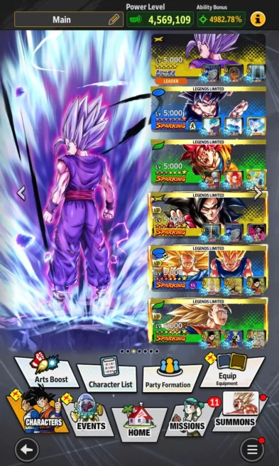 D689-IOS+Android-Nice Team+UL Beast Gohan+44 Legends+Vip Equipment+Team Goku+Goku Uis Full Red Star+SS2 Goku 12 Red Star+SS3 Goku&Vegeta Zekai
