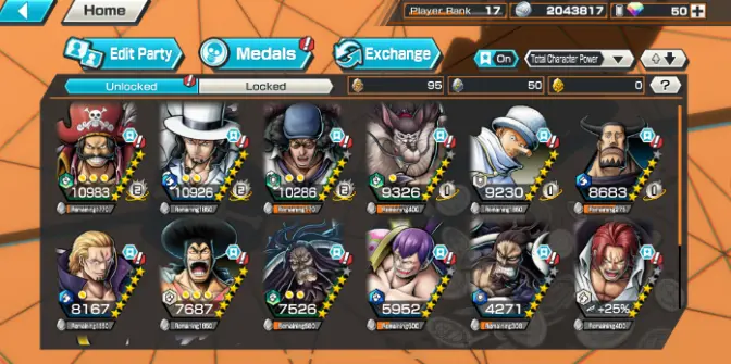 B23 5 Ex Meta 2 Max Gold D Roger Max Rob Lucci Max Kuzan Kaido Shanks Support 124 Good Medal Many Medal Material iOS & Android