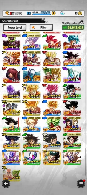 ANDROID+IOS- UL Turles 8S+UL Fide 7S+20 LL (Omega Shenron 9s+Vegeta+Bardock+Gamma+Broly) Good Equipment (900)