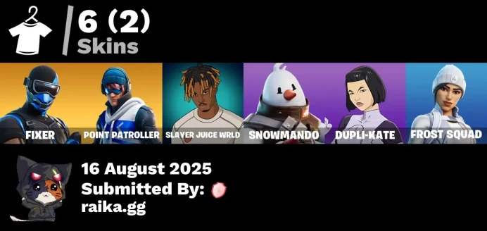 [PC/PSN/XBOX] 6 skins | Fixer | Point Patroller | Recon Strike | Slayer Juice WRLD | Snowmando | Dupli-Kate | Frost Squad | Arroyo Pack