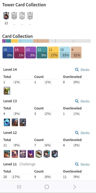 Clashroyall(Android/iOS) KT12 - lvl34 - Cards103/120 - Max Card 1 _lvl 13 card 3 /Emote 42 / skin tower 4 / fast delivery