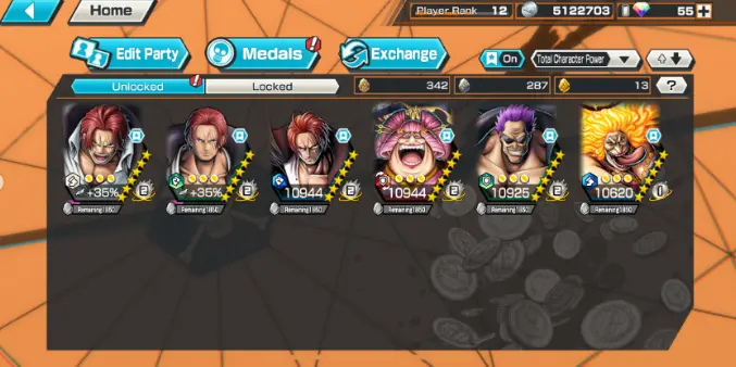 Very Rare Account Solo Fresh 6Ex Meta Max Trio Shanks Max(Divine+Film Red+The Four Emperor)2Bigmom Max Zephry Max Support Good Medal Many Medal 
