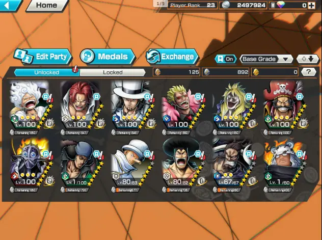 BR346-5/4 Ex Meta Max(Lucci+Shank v4+Luffy Gear5+Roger+Kaido v2)Good Medal+SUP 128%+King Max+Donflamingo Max+Kaku+OdenV2+S-Bear+Egg Zoro+Rayleig