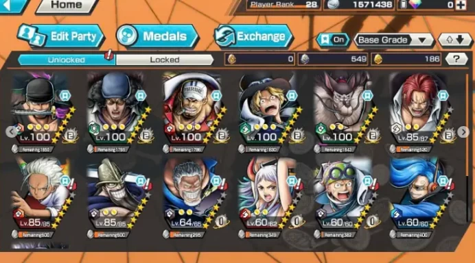 BR496-IOS+Android-7 Ex Meta(Sabo+Garp+Kuzan+Shank v4+Akainu+Zoro+Yamato)+Good Medal+Support 149%+Jabra Max+Ulti Max+Katakuri Max+Koby+Dorry