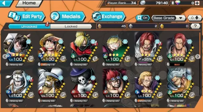 BR453-Hyber Boost 68+Shank v3 Full Boost+8 Ex(Shank v4 Skin On+Sabo+Kuzan+Akainu+Kaido v2+Yamato Ace+Luffy)+Vip Medal+Support 167%+Many Bounty 