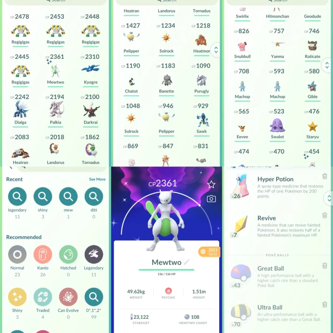 lvl24,have 11 Legendary,Shiny Mewtwo Regigigas Kyogre Dialga Palkia Heatran Landorus Toradus etc,many nice pokemons N8871