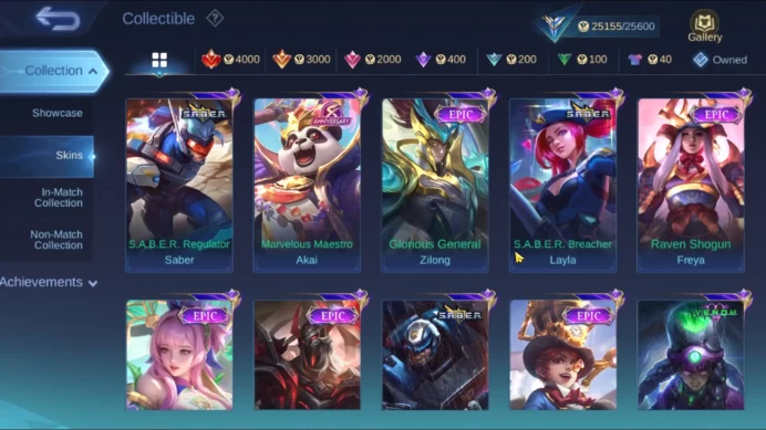 Hero 67 Skin 99|High Mythic 26|Selena Zenith, Claude Valentine,3 Squad Saber,18 Epic & ETC|Take Email|Check SS(MLBB1252)