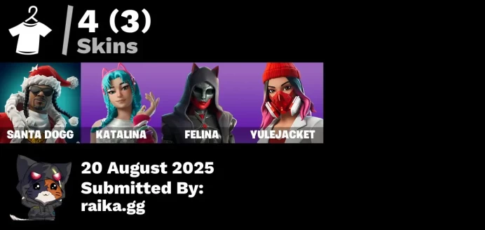 [PC/PSN/XBOX] 4 skins | Santa Dogg | Katalina | Felina | Yulejacket | Meowtooth Plush | Gwenpool's Katanas | That's Cold Jac!