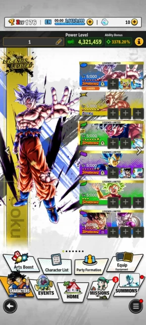Nice Acc- UL Fide 8S+47 LL (Uis Goku Full+Vegeta Full+GokuFrieza 13s+GokuBardock 10s+Namek Goku 9s+Goku God+Goku 8s) Zenkai 20+Good Equip (911)