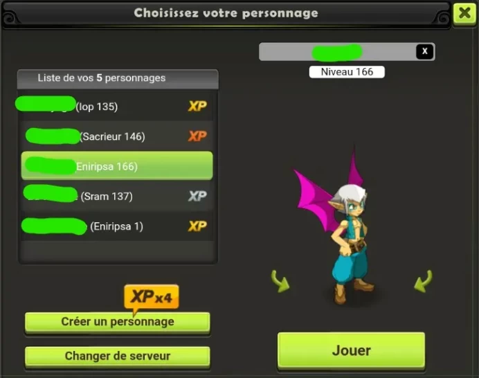Achat Eniripsa LVL 166 et Sacrieur  LVL  146 et iop LVL 135 et sram LVL 137