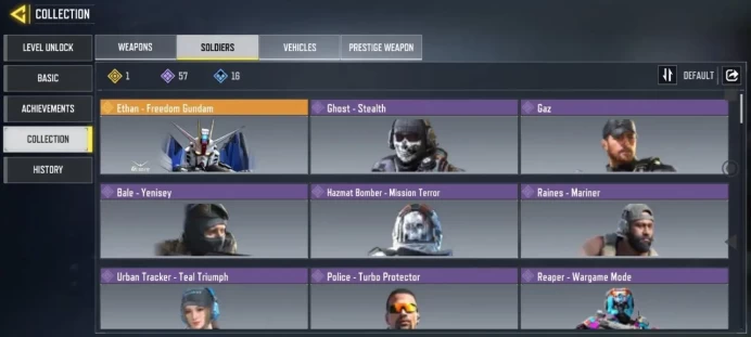 Level 255 / 1 mythic gun / 5 legend guns / 126 epic guns / 1 legend character / 57 characters / Changable email / cod 38