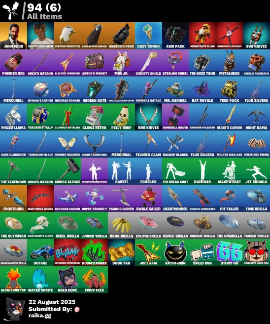 [PC/PSN/XBOX] 2 skins | John Wick | Slayer Juice WRLD | Spectra Protector | Apocalypse Shroud | Assassin Pack | Cozy Conch | AWR Pack