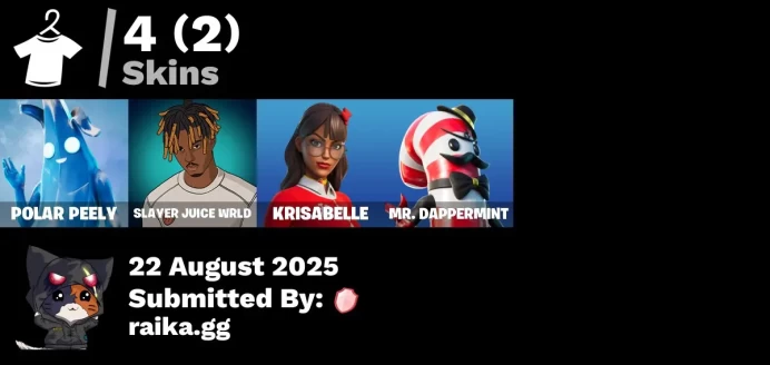 [PC/PSN/XBOX] 4 skins | Punching Practice | Polar Peely | Slayer Juice WRLD | Krisabelle | Mr. Dappermint | Datafiber Chargepack | 999 Knives