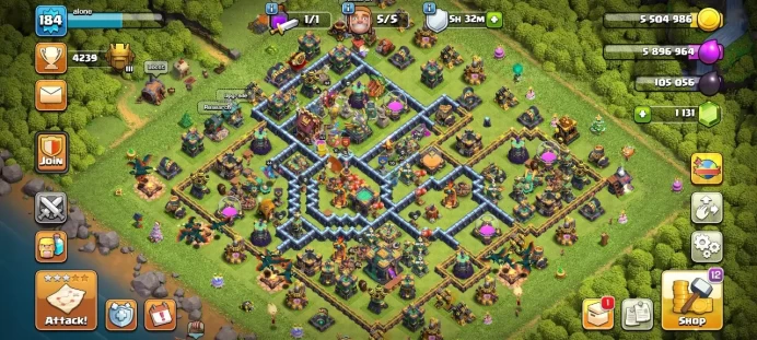 TH 14 / LeveL 184 / Gems 1131 / Heroes (50 69 44 44 30) / CN 1000 / cod 71