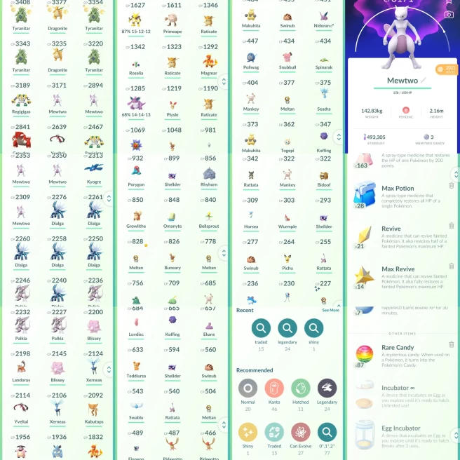 lvl38,have 24 Legendary,Mewtwo Groudon Regigigas Kyogre Dialga Palkia etc,many nice high CP pokemons  N8892