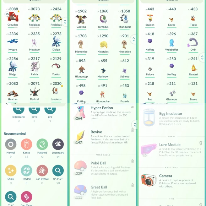 lvl23,have 14 Legendary,Mewtwo Groudon Regigigas Kyogre Dialga Palkia Yveltal Giratina  etc,some nice  pokemons  N8896