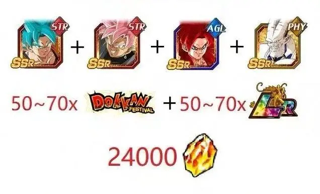 [Android - Global]DBZ Dokkan Battle GLOBAL -The characters in picture + 24000 DS+ 50-70 LR + 50-70 Festival