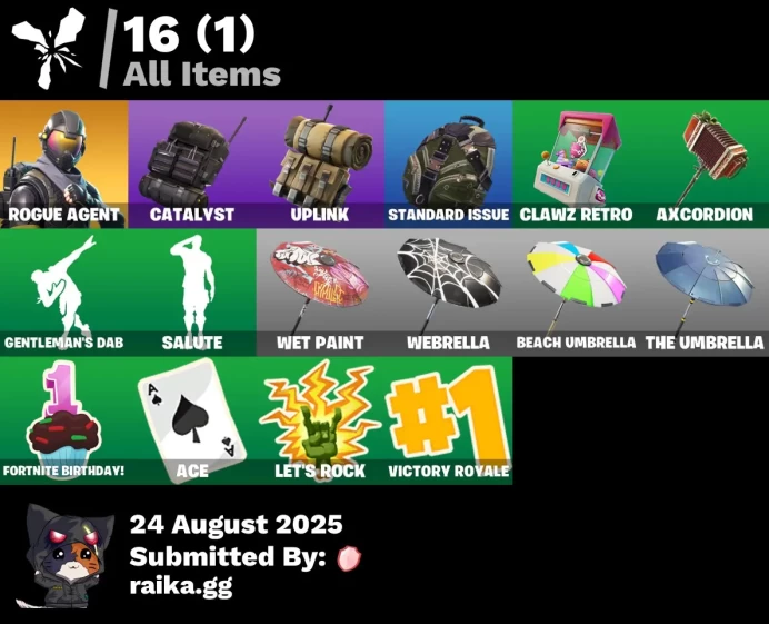 [PC/PSN/XBOX] 1 skins | Rogue Agent | Catalyst | Uplink | Standard Issue | Clawz Retro | Axcordion | Gentleman's Dab | Salute | Wet Paint