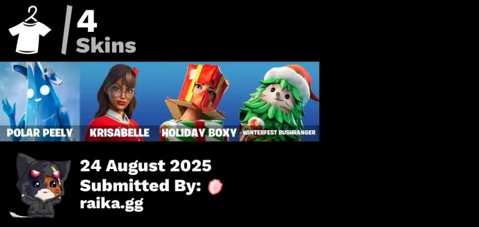[PC/PSN/XBOX] 4 skins | Polar Peely | Krisabelle | Holiday Boxy | Winterfest Bushranger | Spectra Protector | Lunar Hyperjet