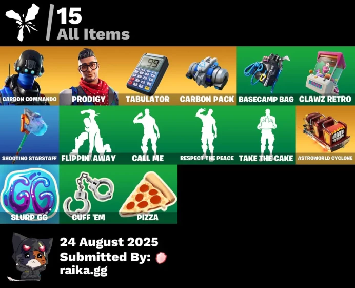 [PC/PSN/XBOX] 2 skins | Carbon Commando | Prodigy | Tabulator | Carbon Pack | Astroworld Cyclone | Basecamp Bag | Clawz Retro