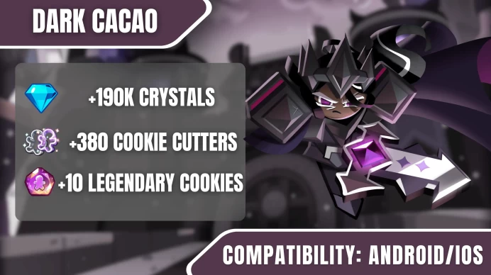 [Dark Cacao Server] 190k Crystals ◈ 380+ Cookie Cutters (Special+Magic) ◈ 10 Legendary + 2 Random Epics ◈ Instant Delivery