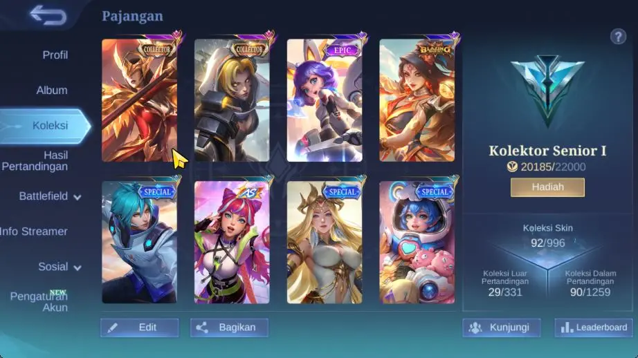 Collector Pharsa,2 Saber[Freya,Saber],2 Venom[Grock,Dyrroth],Balzing Esmeralda,Etc|Take Email|Check SS(MLBB1287)