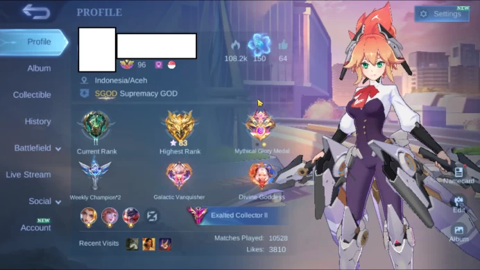 Hero 129 Skin 381|Legend[Freya,Lunox]Vexana Zenith,Fredrin Neobeasts,Fanny Aspirant,Argus Swars|Take Email|CheckSS(MLBB1294)
