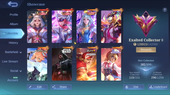 Hero 129 Skin 381|Legend[Freya,Lunox]Vexana Zenith,Fredrin Neobeasts,Fanny Aspirant,Argus Swars|Take Email|CheckSS(MLBB1294)