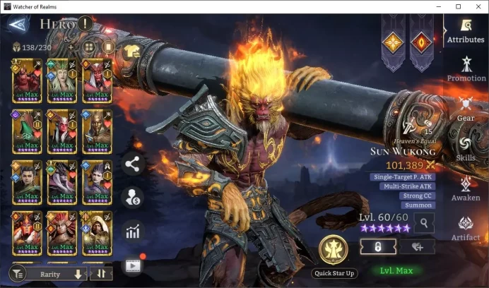 Global 600xx|6,4M Power|5Lord(Valderon,Rygar,etc)+Unnamable Ymiret+66 Legend(Wukong,Diaochan,Nezha,Kigiri,etc)|Check SS(WOR926)