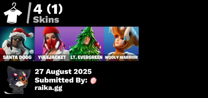 [PC/PSN/XBOX] 4 skins | Santa Dogg | Yulejacket | Lt. Evergreen | Wooly Warrior | Snoop's Holladizzle Bass | That's Cold Jac! | SHADOW Ranker