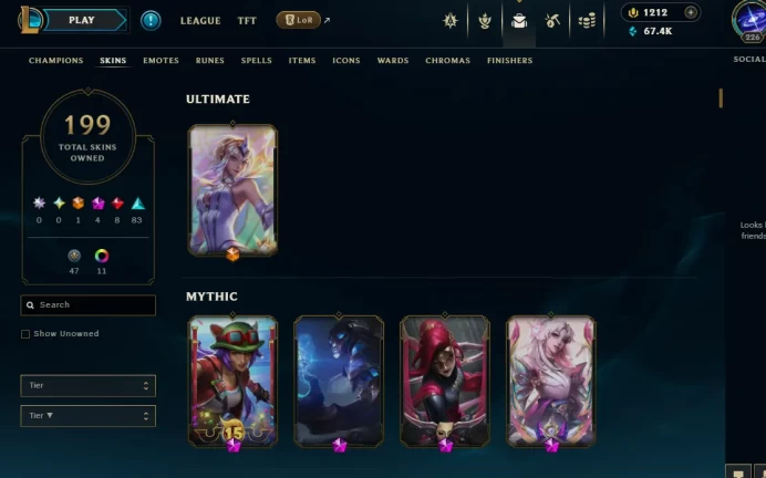EUW EMAIL CHANGEABLE ALL CHAMPIONS 67KBE 199 SKINS JUDGMENT KAYLE UFO CORKI SEASON 1 SILVER AND BRONZE ICONS 117 LITTLE LEGENDS 207 EMOTE