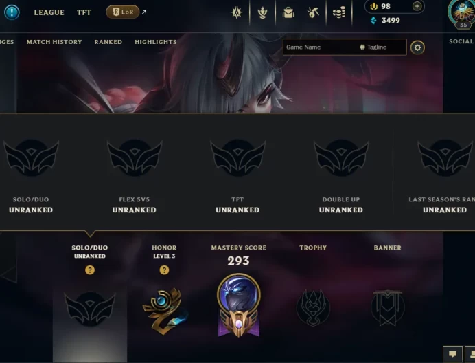EUW EMAIL CHANGEABLE 106 CHAMPIONS 152 SKINS  35 LVL