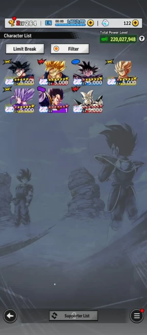 VIP ACC-7 UL(Goku Ui+Majin vegeta 8S+Turles 8S+Gohan beast 8S+Shenron)58 LL (vegito 9s+black Goku 8s+Goku god 8s) Zenkai 36+Godly Equip 59 (914)