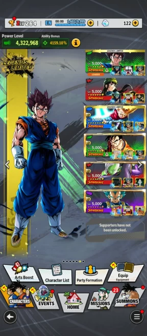 VIP ACC-7 UL(Goku Ui+Majin vegeta 8S+Turles 8S+Gohan beast 8S+Shenron)58 LL (vegito 9s+black Goku 8s+Goku god 8s) Zenkai 36+Godly Equip 59 (914)