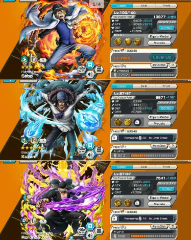 3 EX 1 Max Sabo, Kuzan, Zoro Solo Hard Fresh