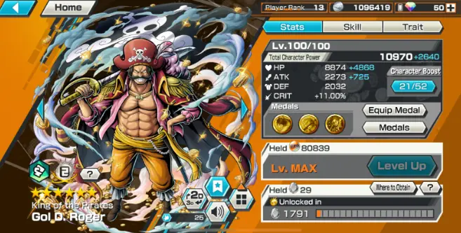 SOLO FRESH 2 EX META MAX GOLD D ROGER MAX ROB LUCCI MAX KAKU MAX JABRA MAX ZORO MAX DON KRIEG MAX NAMI MAX ALVIDA MAX GOOD MEDAL SUPPORT 103