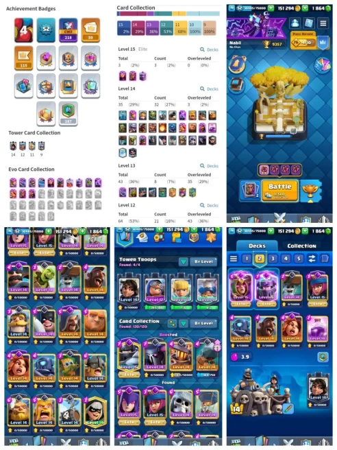【KT 14_LVL 52】13 EVO CARD▰35 CARD MAX▰3 ELITE▰43 CARD LVL 13▰59 EMOTE▰1 EVO SHARD▰9.3K TROPHY▰NC FREE▰1.8K GEMS▰150K GOLD