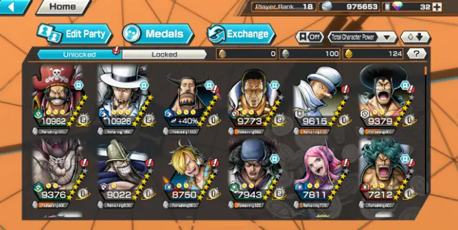 4 Ex Meta 2 Max Gold D Roger Max Rob Lucci Max Kizaru Kuzan Support 113 Good Medal Many Medal Material iOS & Android B79