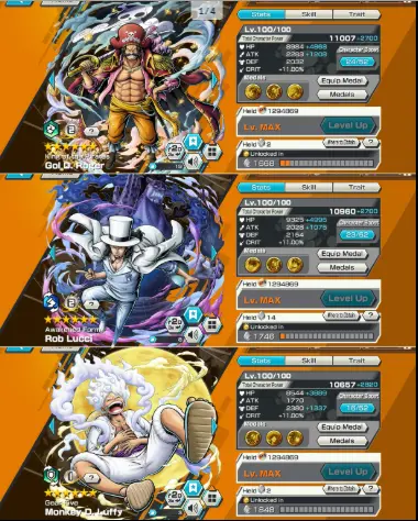 3 EX Max Roger, Lucci, Luffy Solo Half Left 3 Extreme Max Green Roger, Lucci, Luffy Gear Five