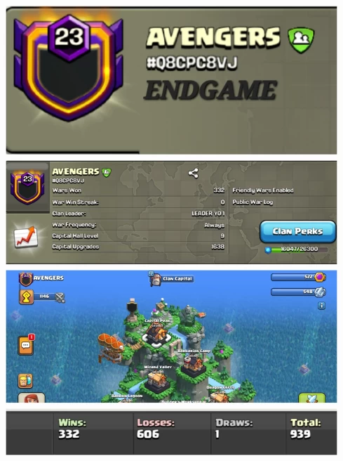  AVENGERS !! LEVEL 23.7 !! CAPITAL PEAK 9 !! WIN 332 LOSS 606 !! MOST DEMANDING NAME !! PERFECT NAME !! CHEAP !! FAST DELIVERY