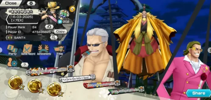 6 Extreme Kizaru Boost-3, Lucy Max ft Roger, Kaido, Kuzan, Z, Good medals, HB-5